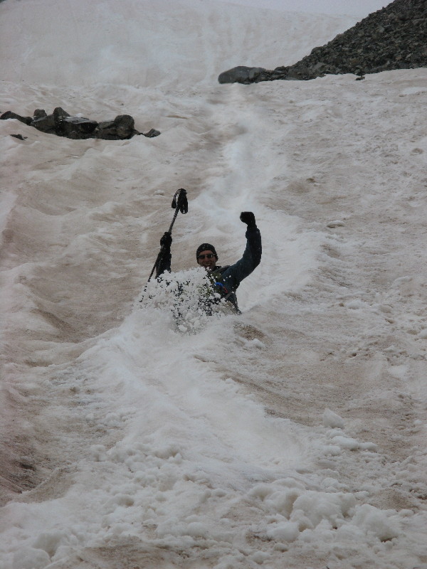 action shot: Tudor sliding down from Castle