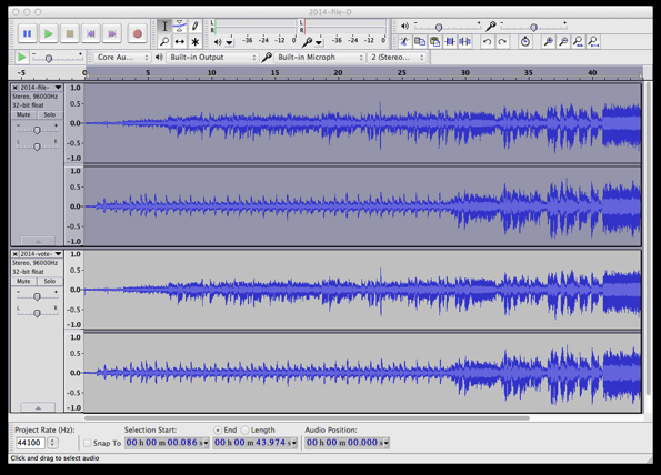 Waveforms of Files B and D